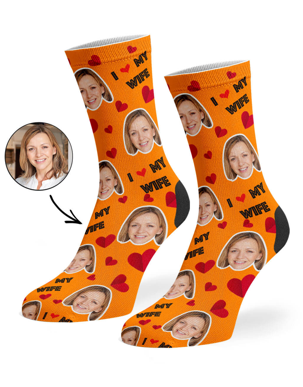 I Love My Wife Socks With Her Face On