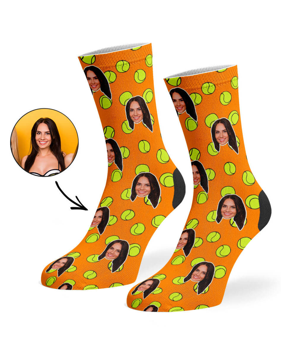 Orange Tennis Balls Face Socks