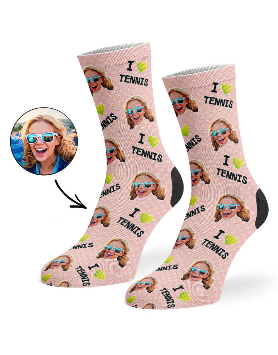 I Love Tennis Socks With Face On