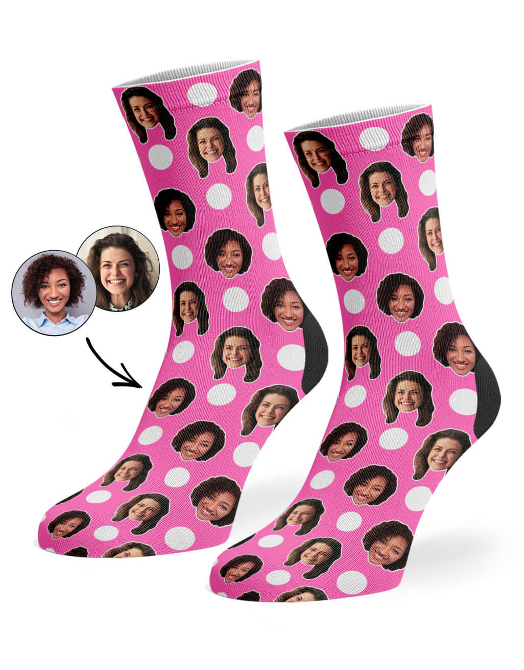 Pink Best Friend Polka Face Socks