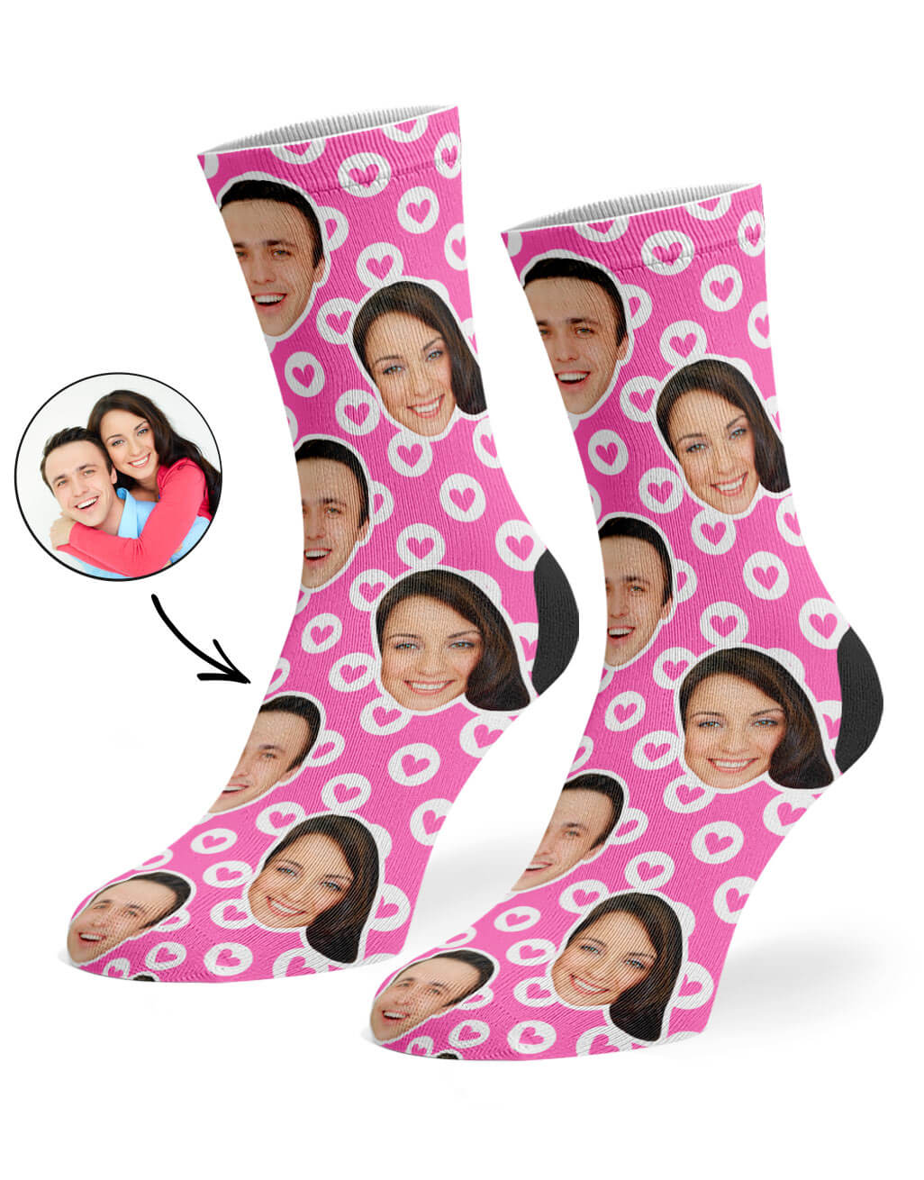 Circle Hearts Socks With Your Face On