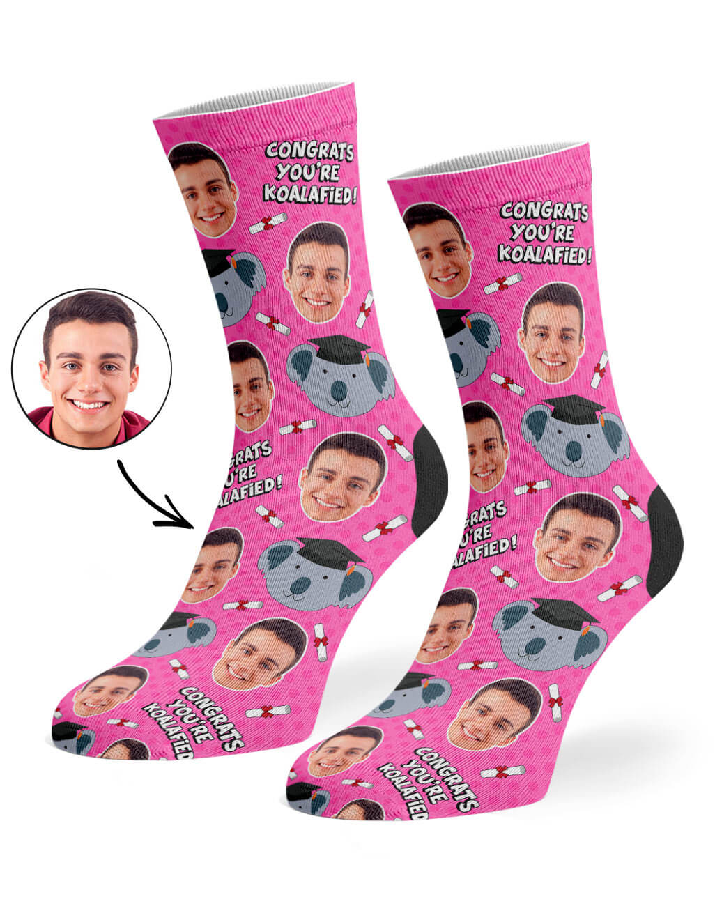 Congrats You're Koalafied Socks With Face On Them