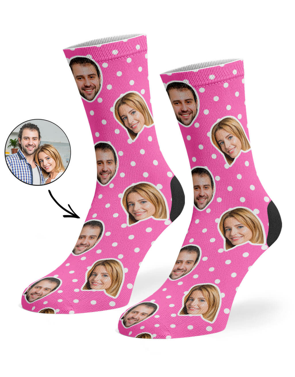 Polka Dot Face Socks Personalised Gift