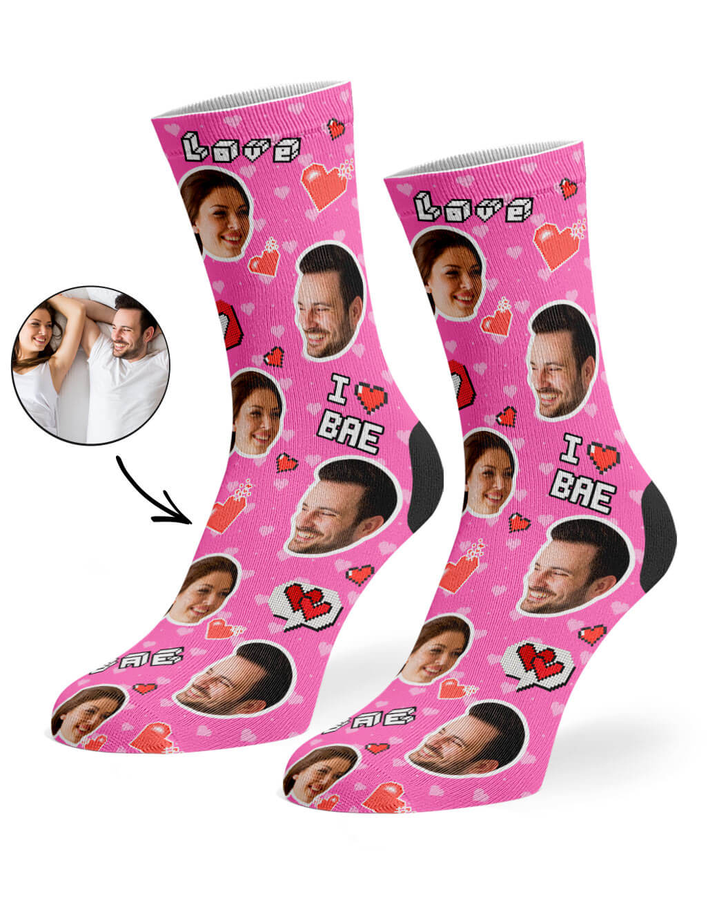 Pink I Love Bae Socks Gift