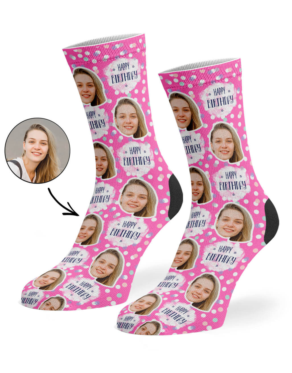 Spotty Birthday Socks With Their Face On
