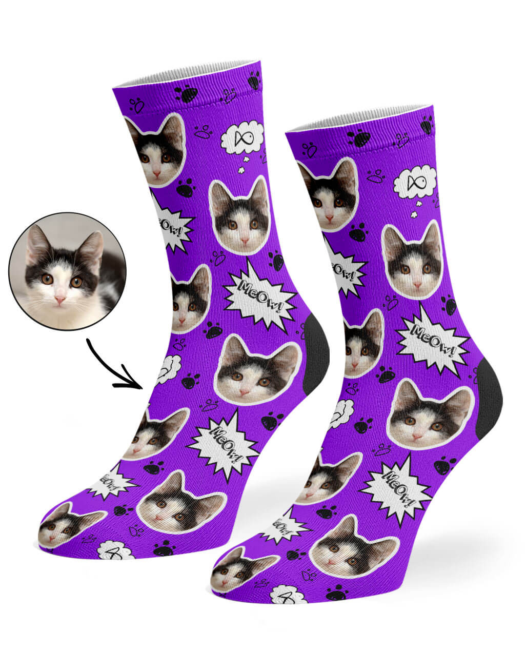 My Cat Meow Custom Photo Socks