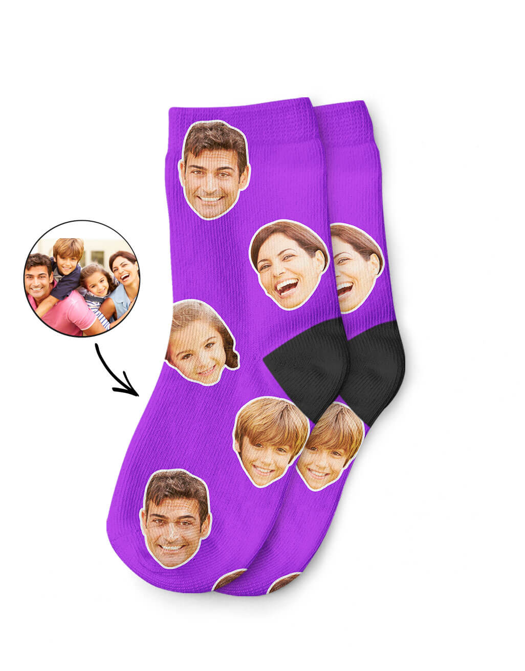 Your Family Face Kids Personalised Socks