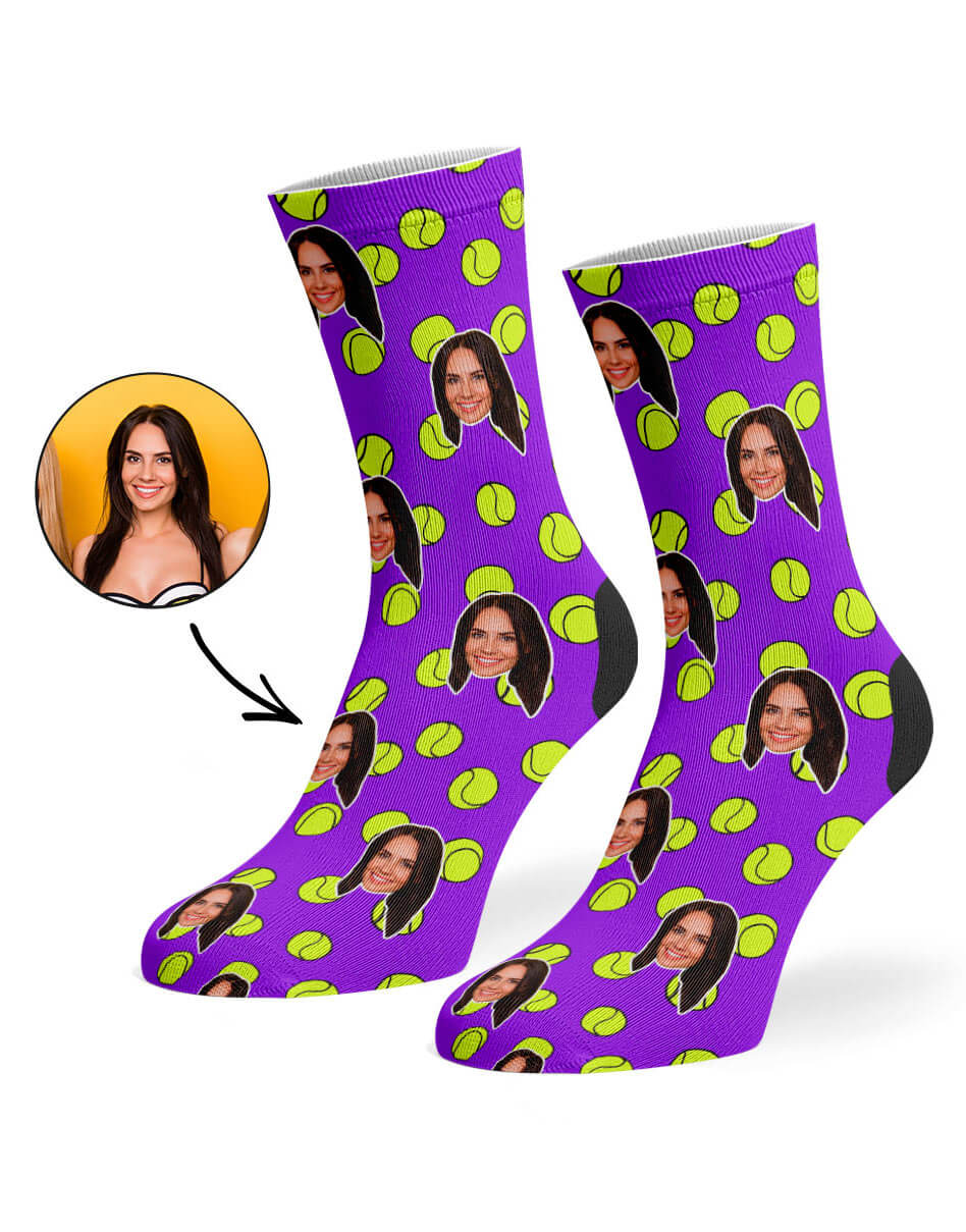 Purple Tennis Balls Face Socks