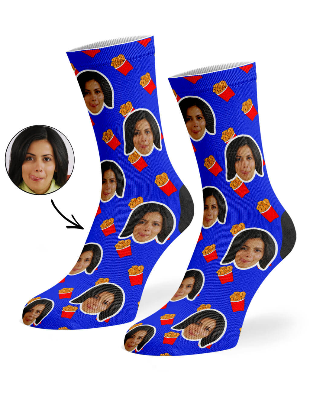 Chicken Nuggets Socks With Your Photo On