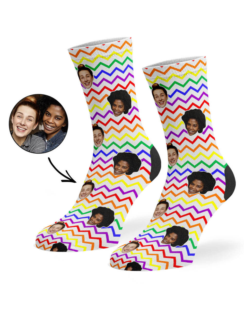 Pride Zig Zags Socks With Face On