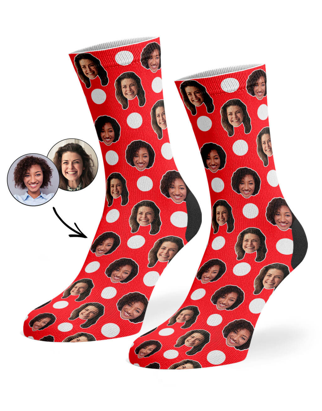 Red Best Friend Polka Face Socks