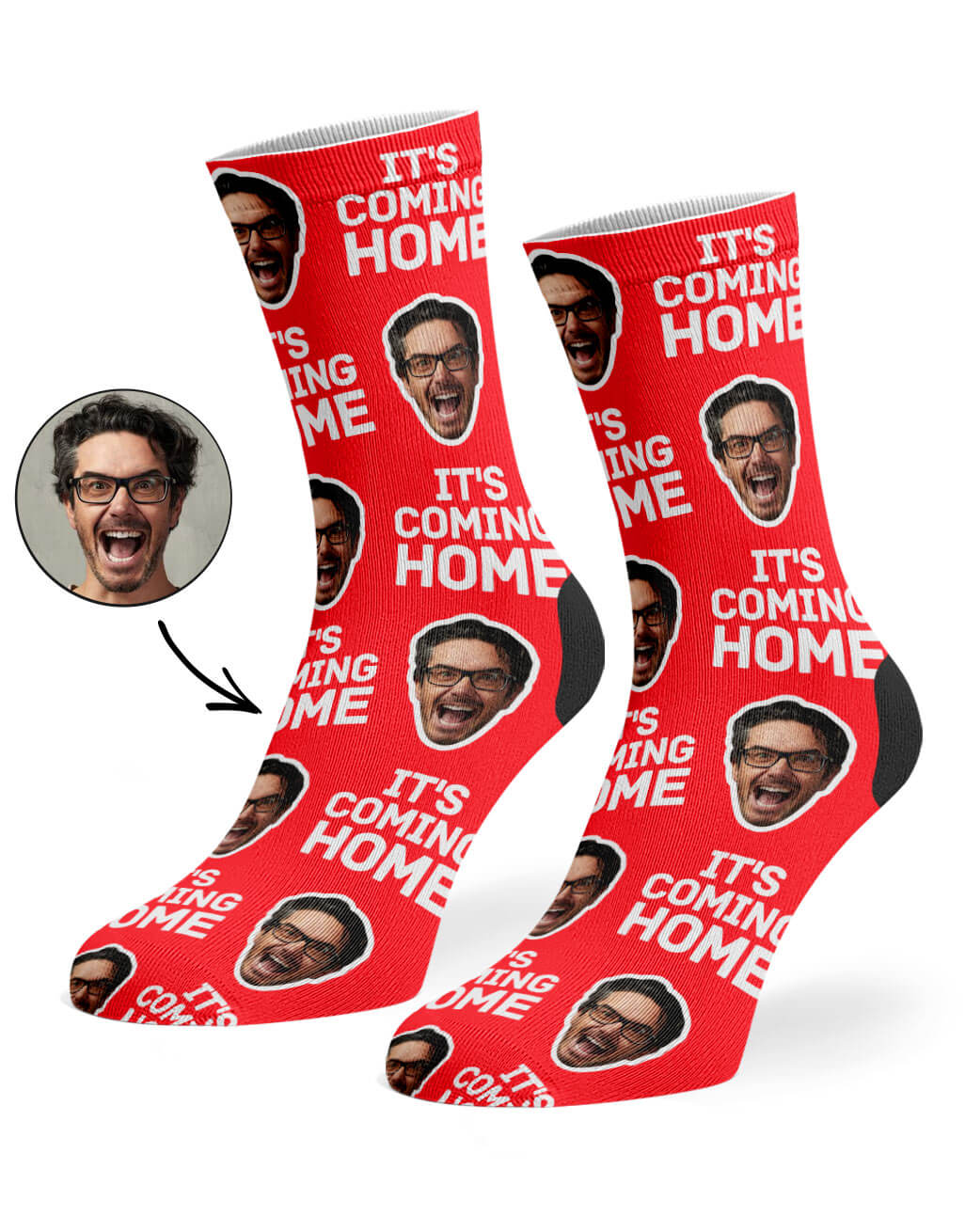 It's Coming Home Face Socks Football Gift