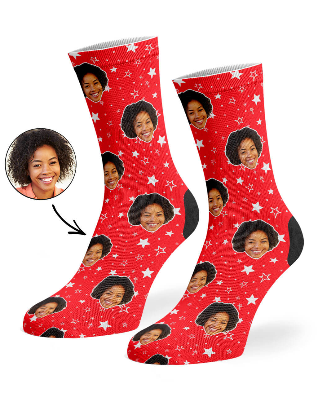 Star Pattern Socks With Your Photo On