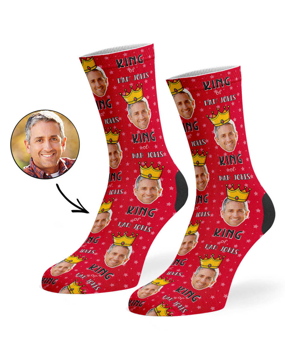 Custom Photo King Of Dad Jokes Socks