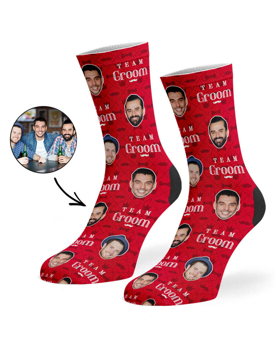 Team Groom Socks With Faces On