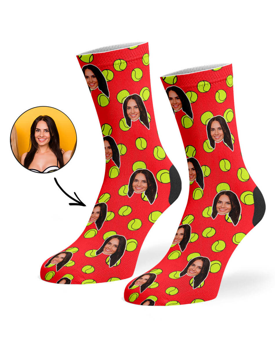 Red Tennis Balls Face Socks