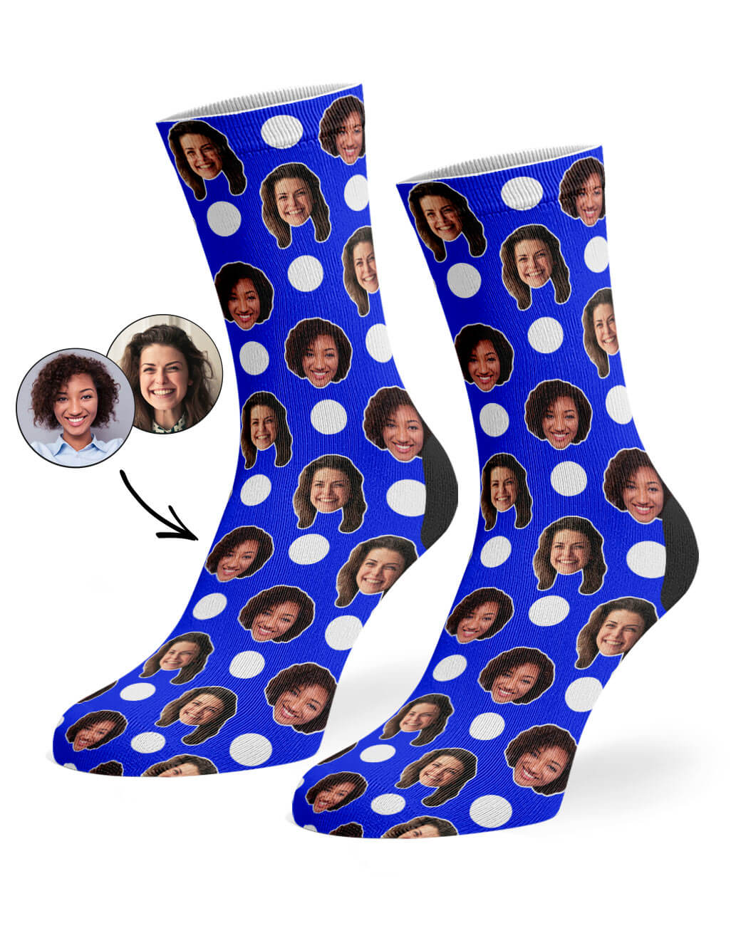 Royal Blue Best Friend Polka Face Socks