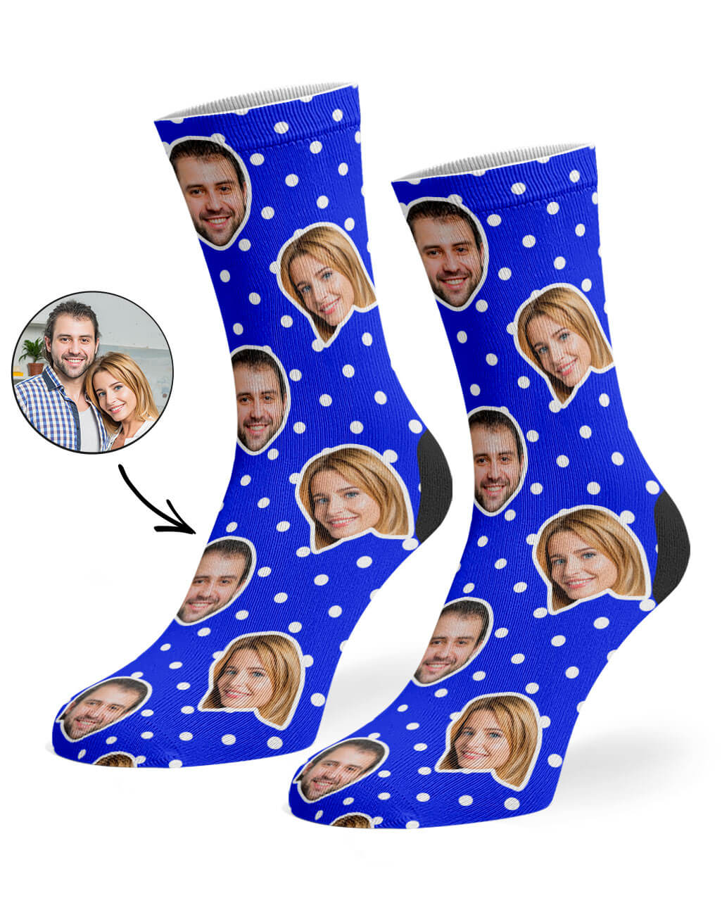 Blue Polka Dot Face Socks