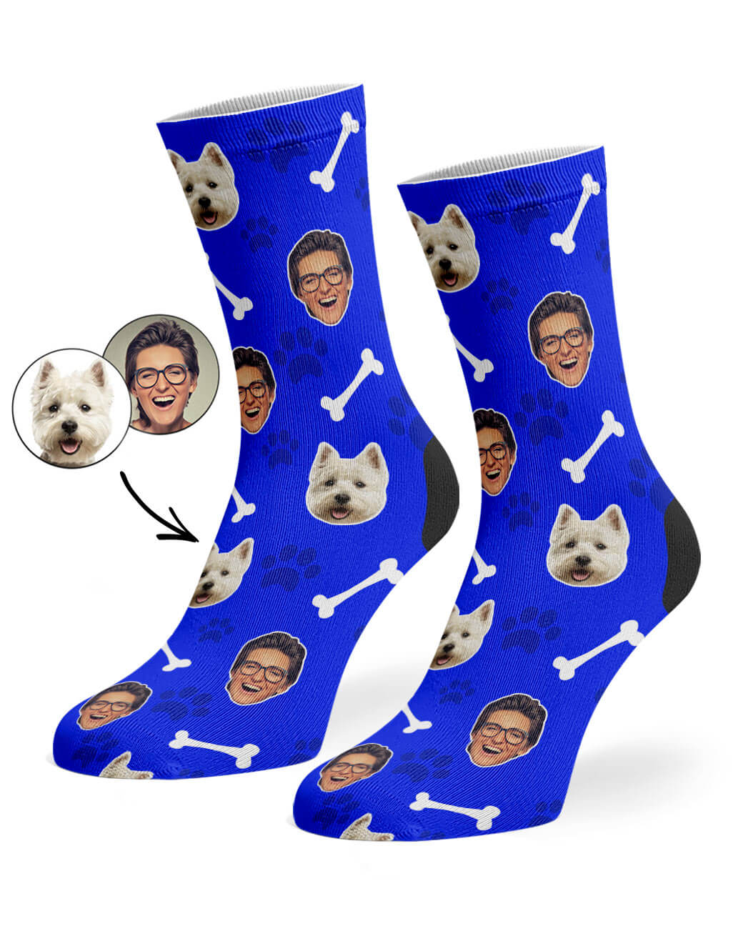 Custom Faces Dog & Owner Socks
