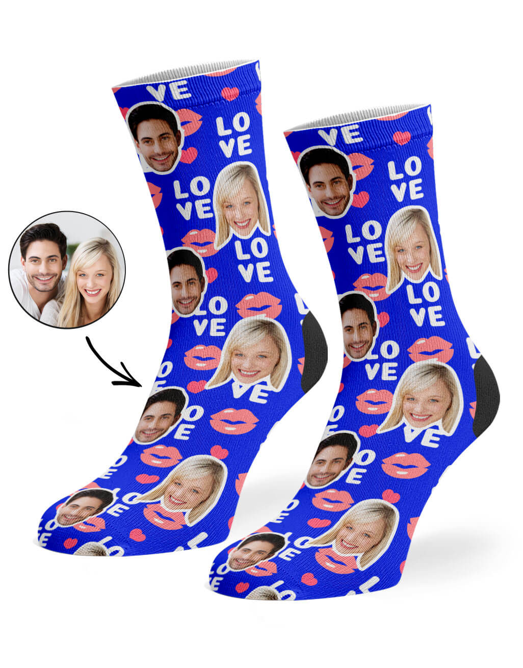 Blue Love Lips Socks