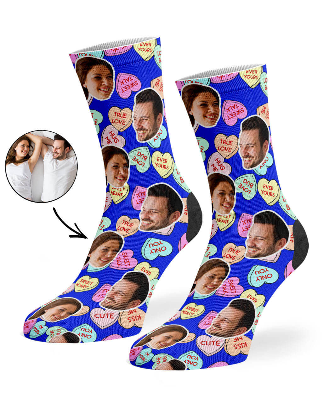 Blue Nice Love Hearts Socks
