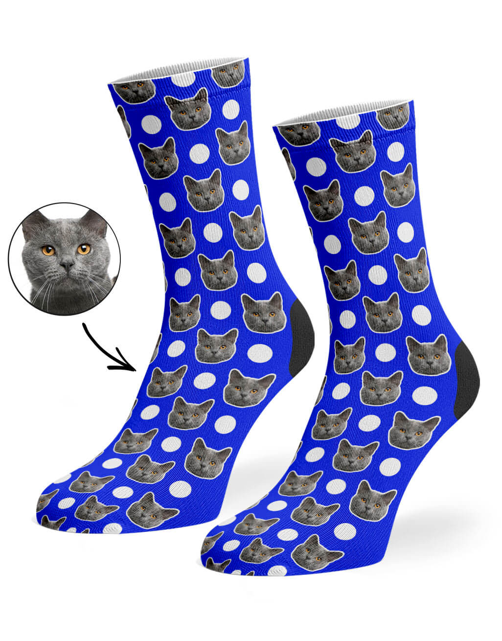 Blue Polka Cat Socks