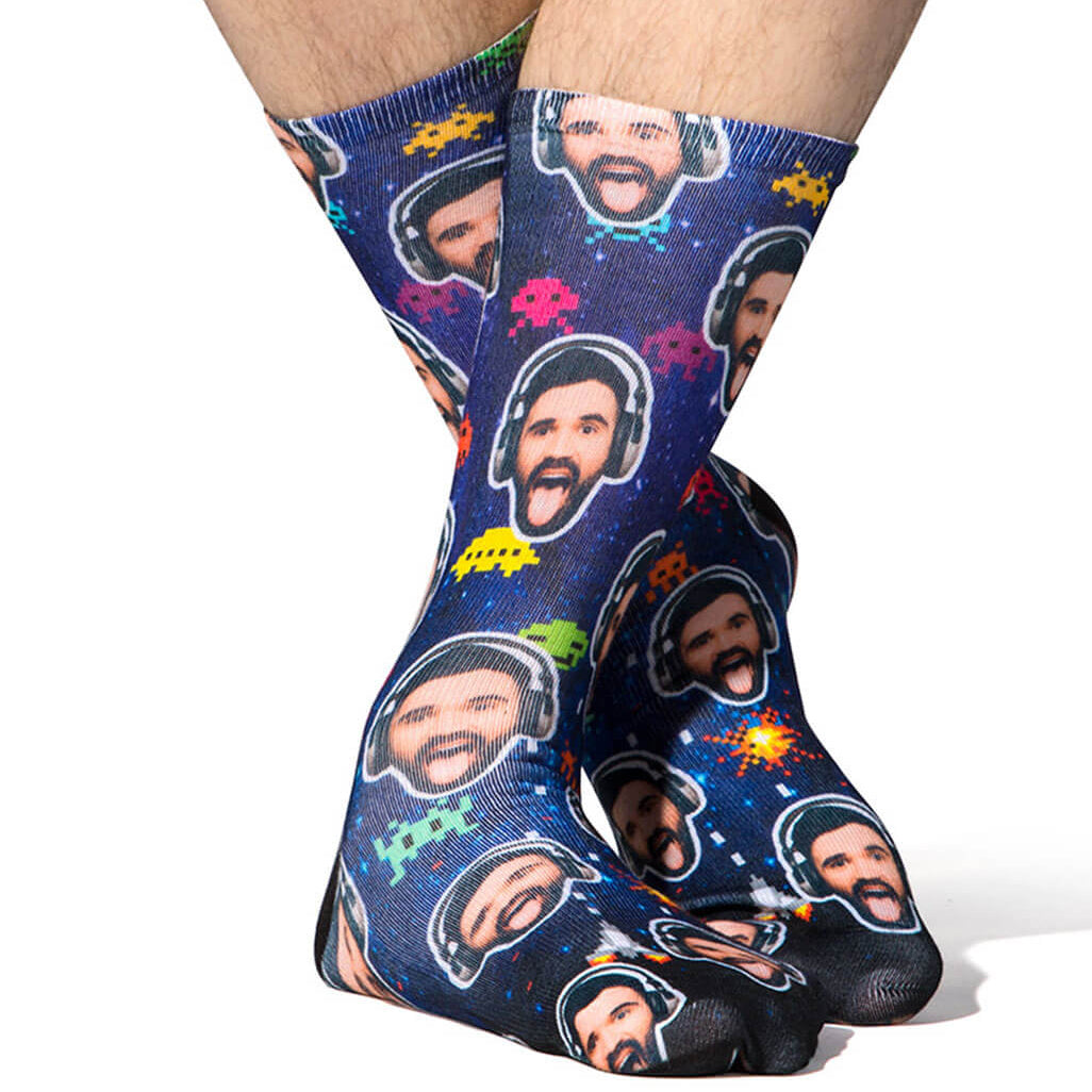 Space Invaders Face Socks