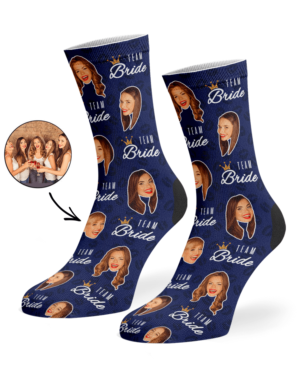 Team Bride Socks With Faces Printed