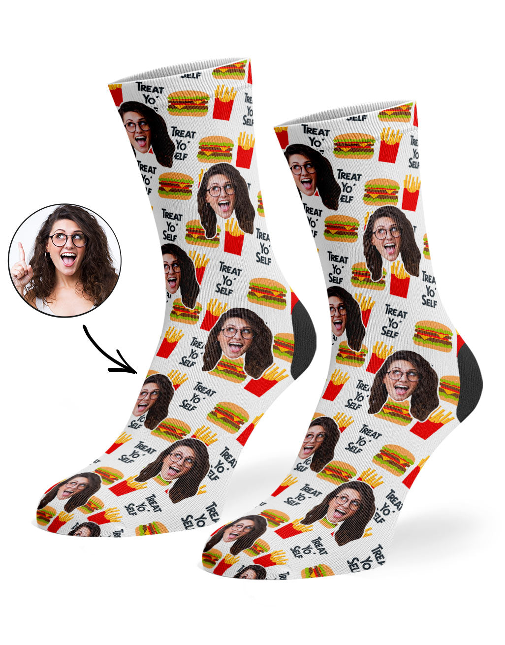 Treat Yo' Self Socks With Face On