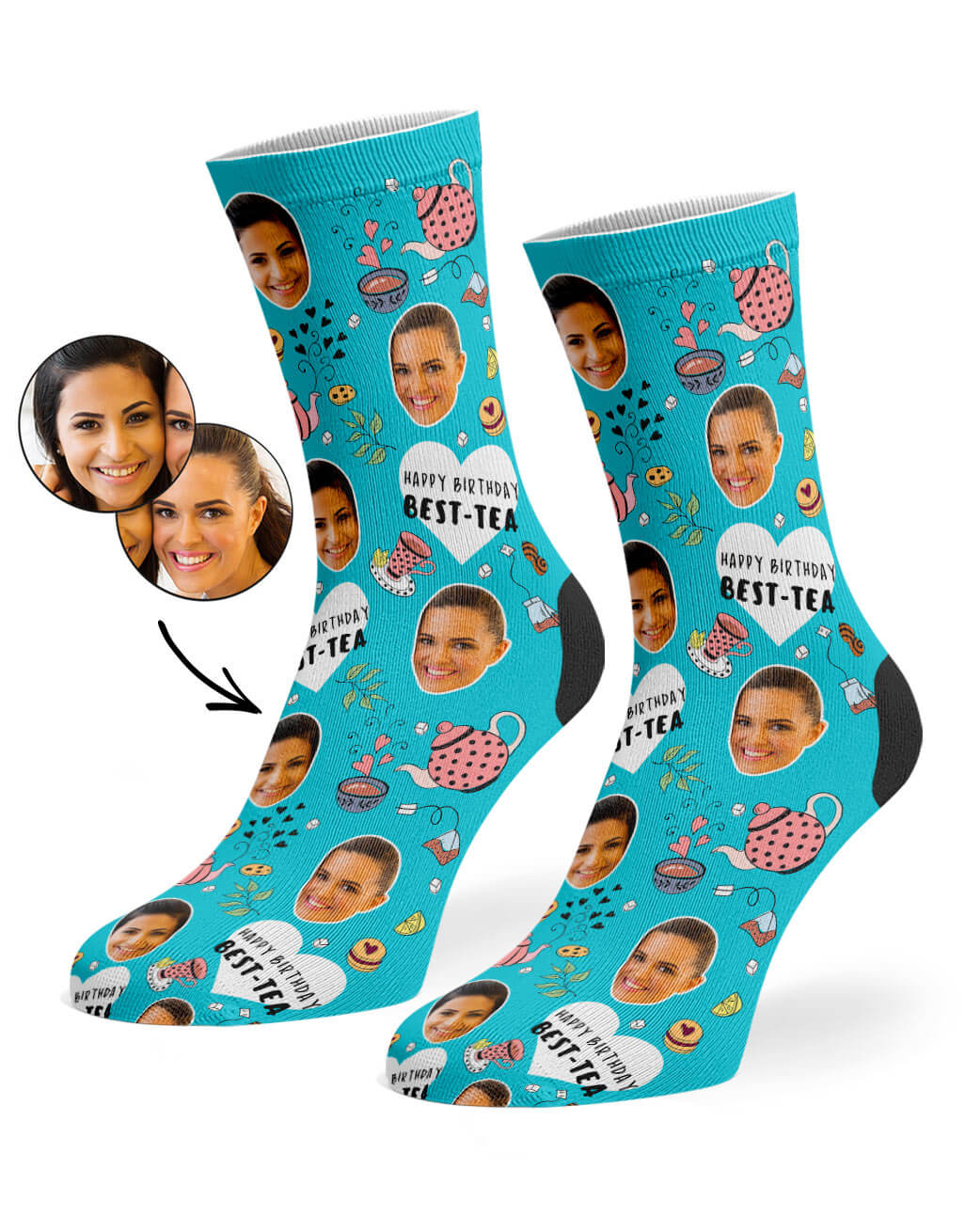 Turquoise Happy Birthday Best-Tea Socks