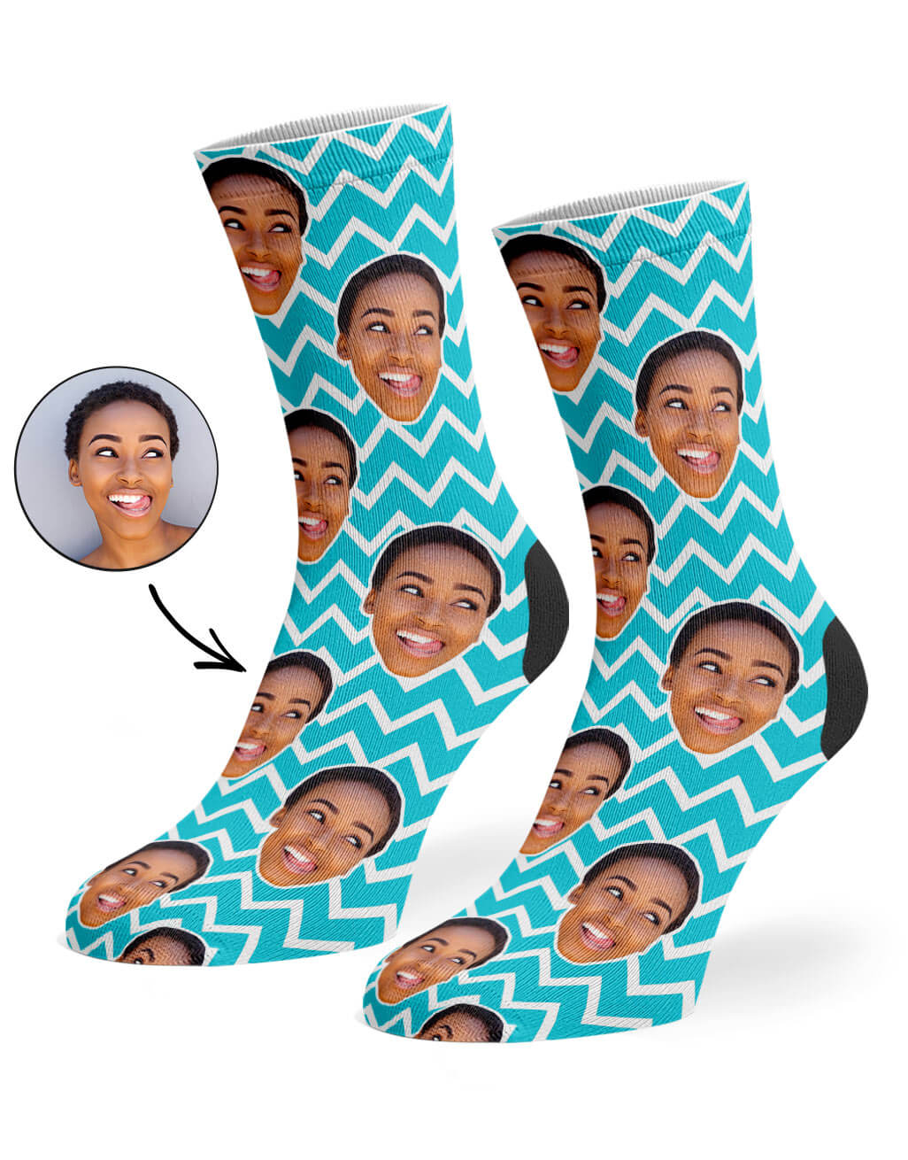 Your Face On Zig Zag Face Pattern Socks