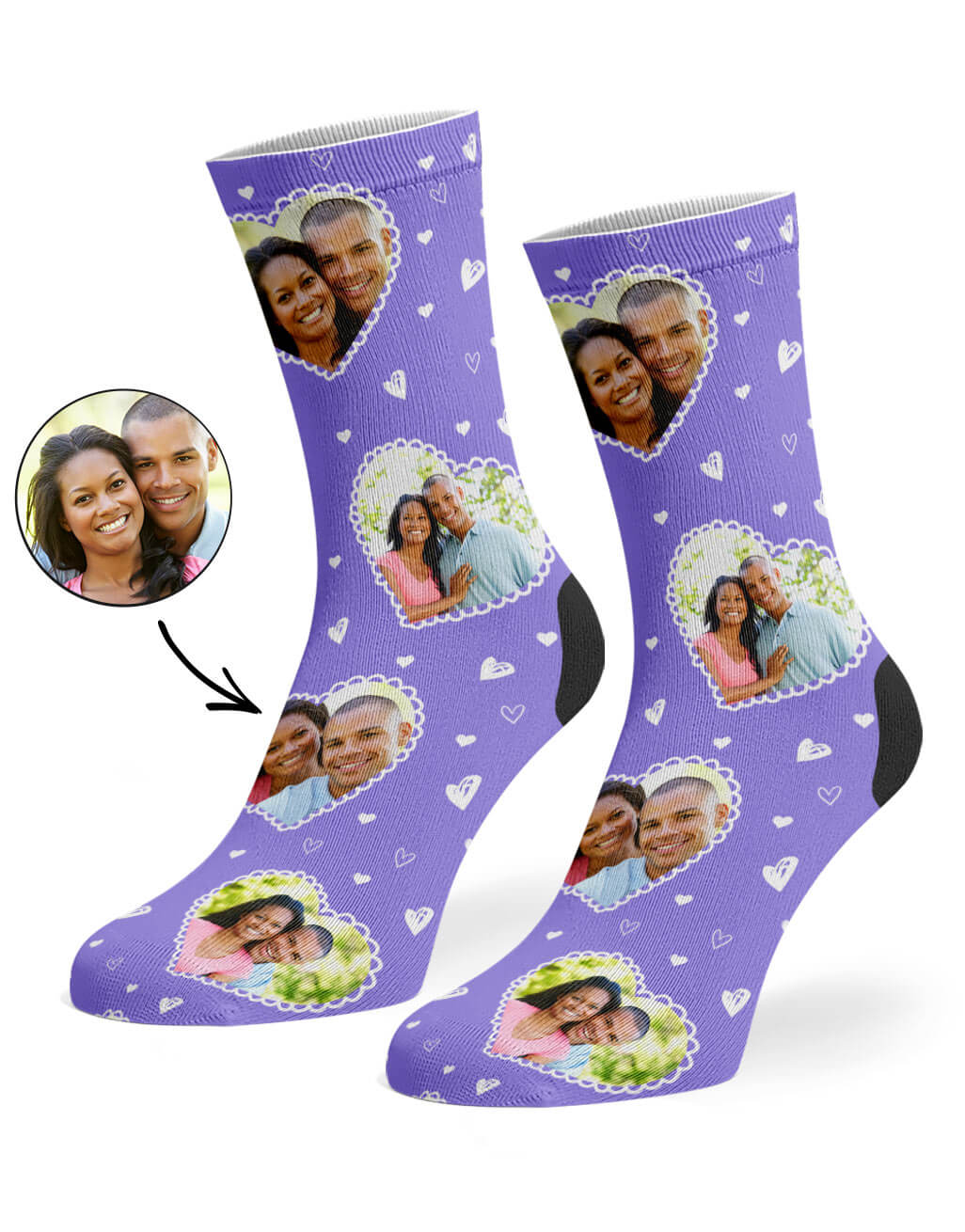 Cute Heart Collage Photo Socks
