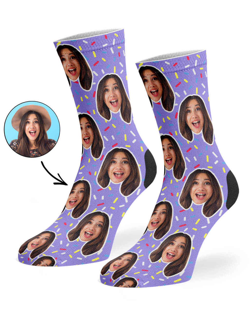 Custom Photo Donut Sprinkles Socks