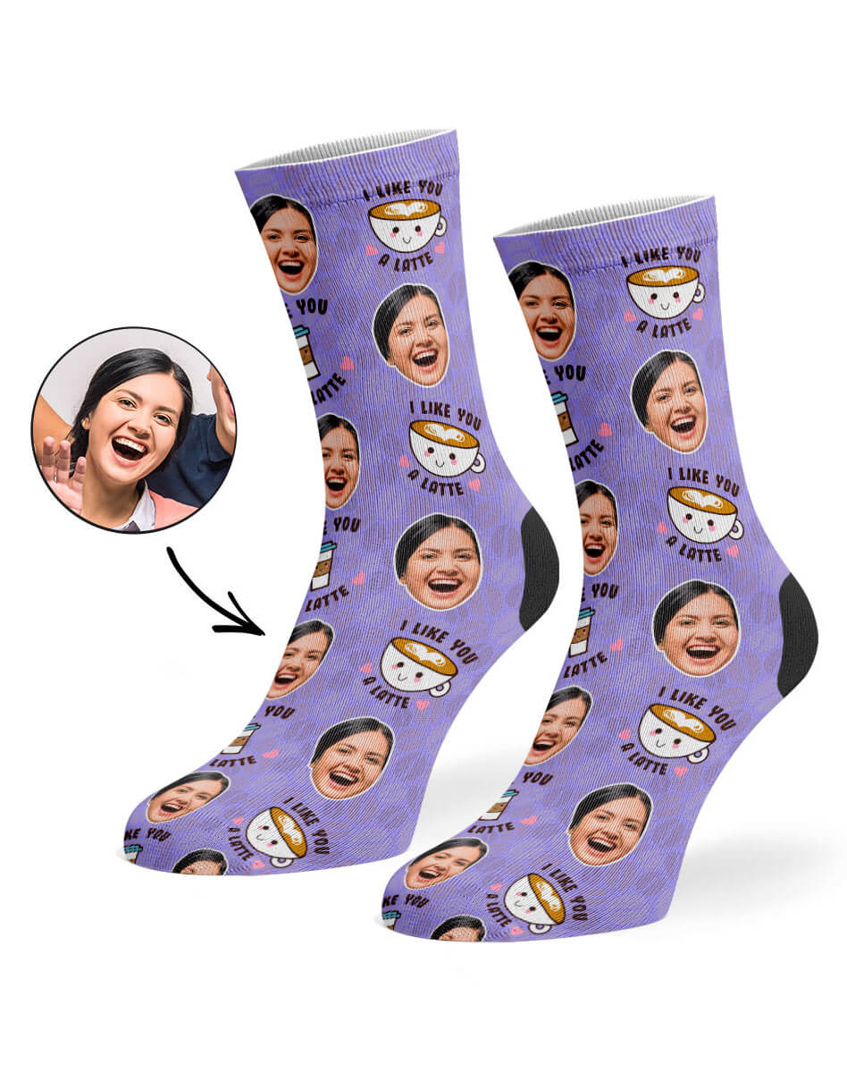 I Like You A Latte Socks With Face On