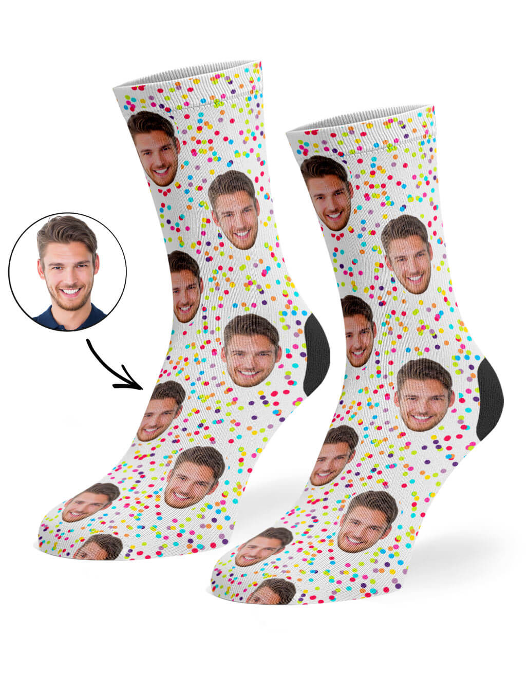 Colourful Spots Socks With Photo On