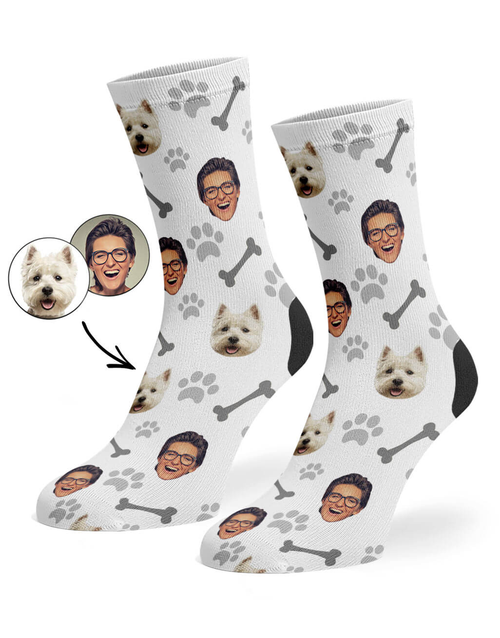 White Dog & Owner Socks