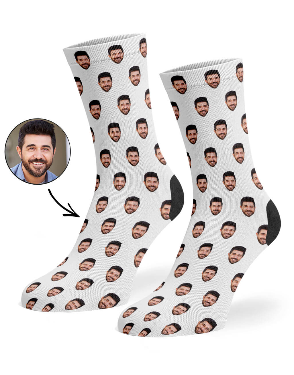 Face Pattern White Socks