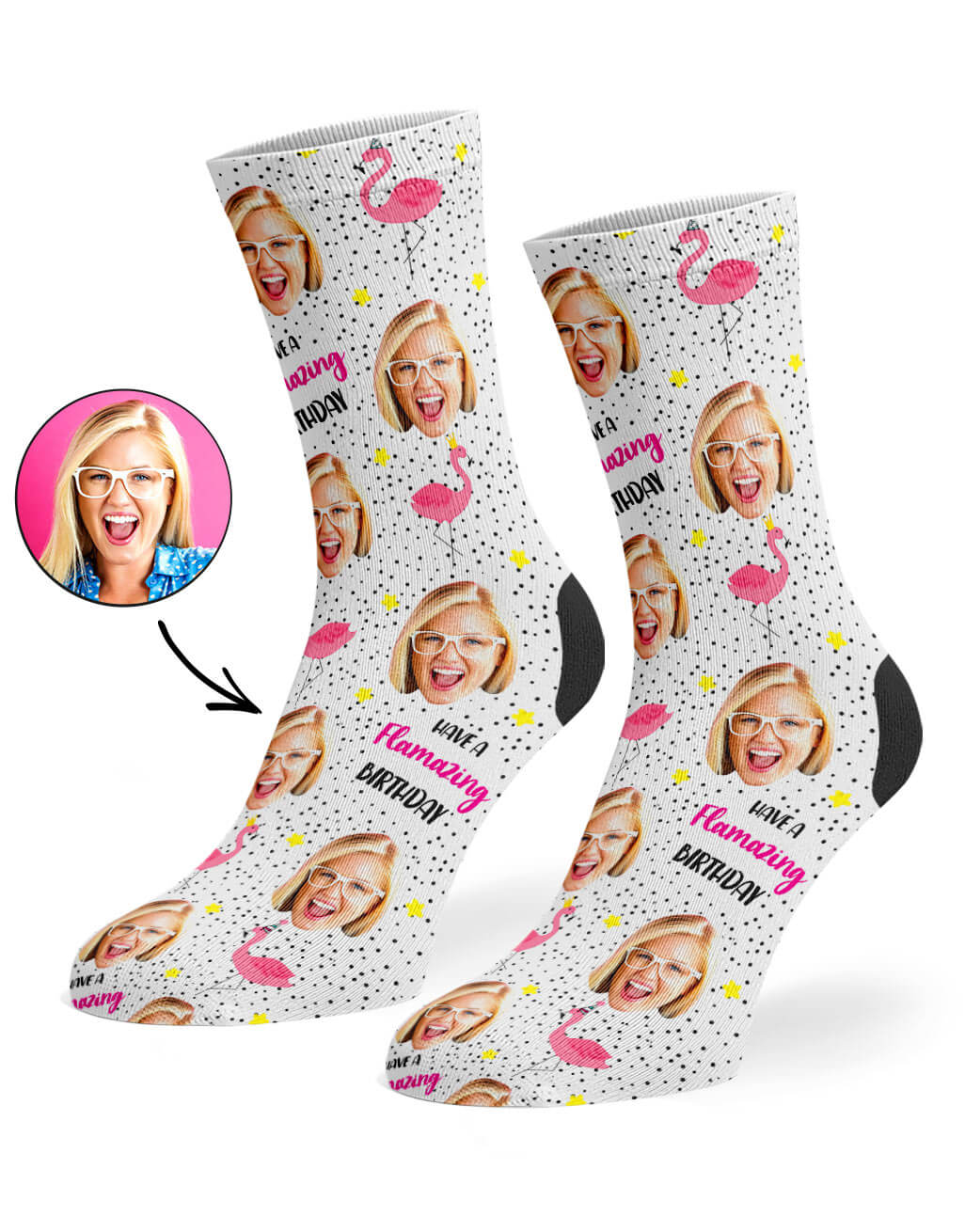 Flamazing Birthday Socks With Face On Them