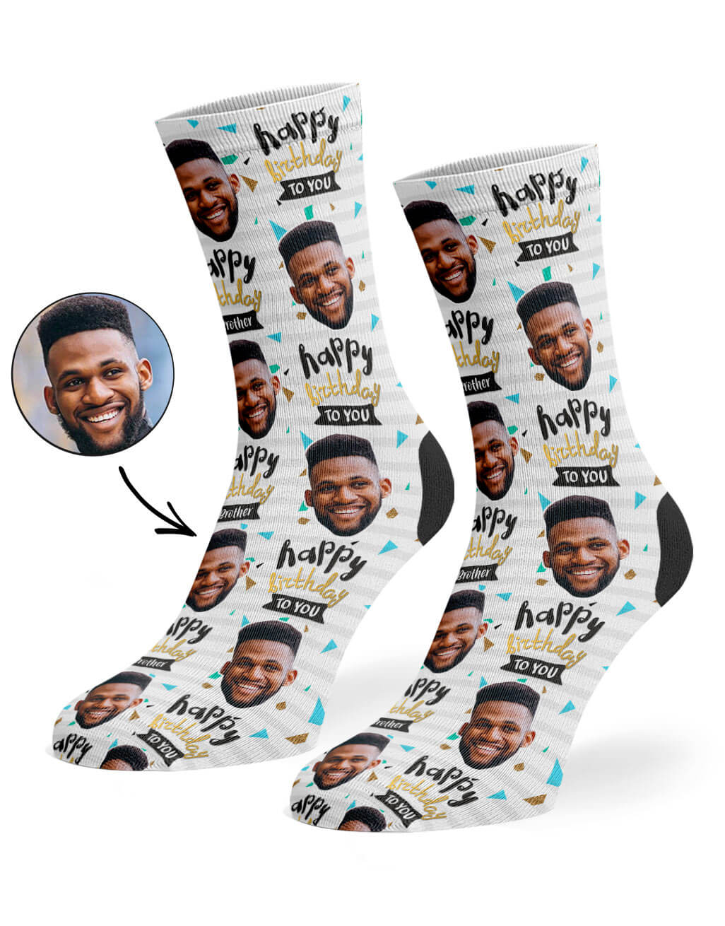 Happy Birthday Brother Photo Socks