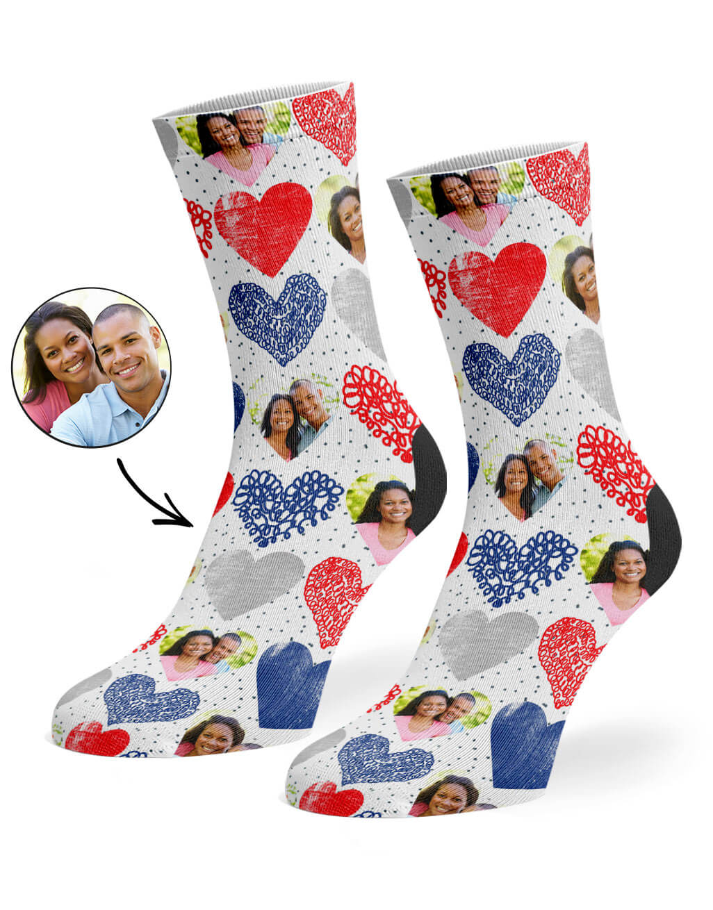 Hearts Collage Photo Socks