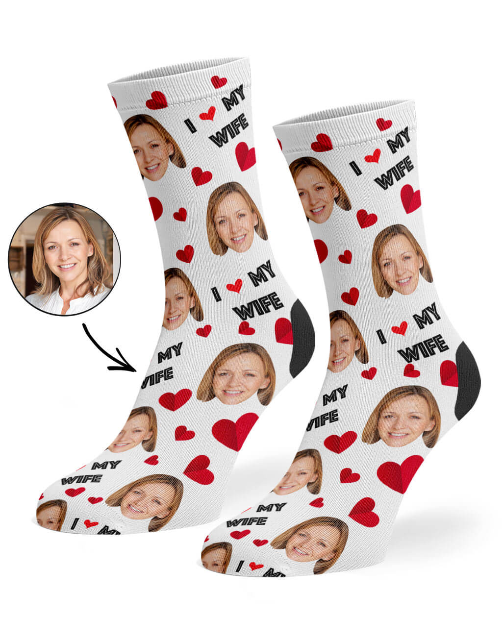 I Love My Wife Photo Socks