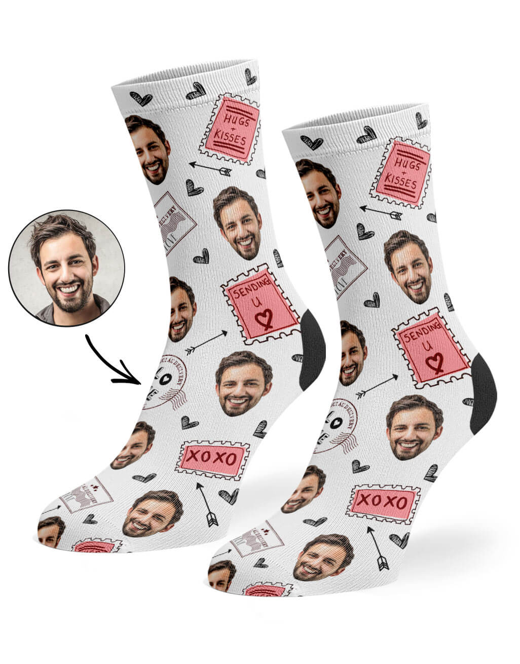 Your Face On Love Stamp Photo Socks