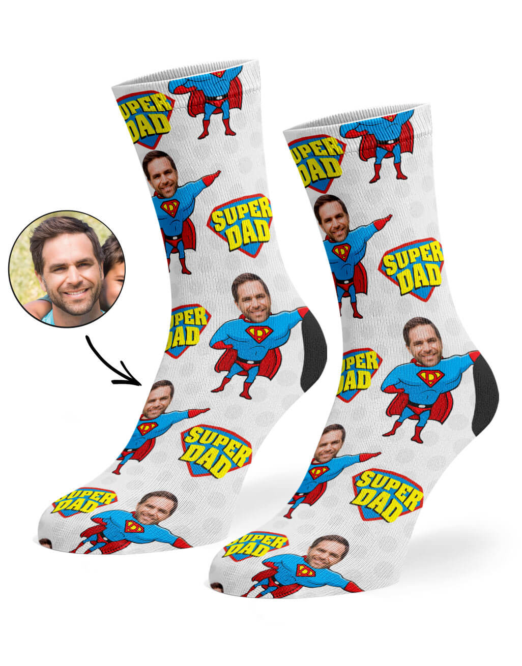White Super Hero Dad Socks