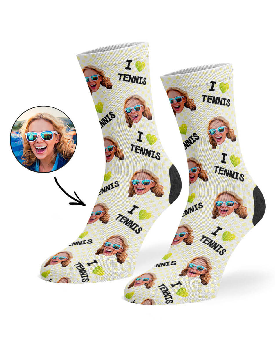 I Heart Tennis Face Socks