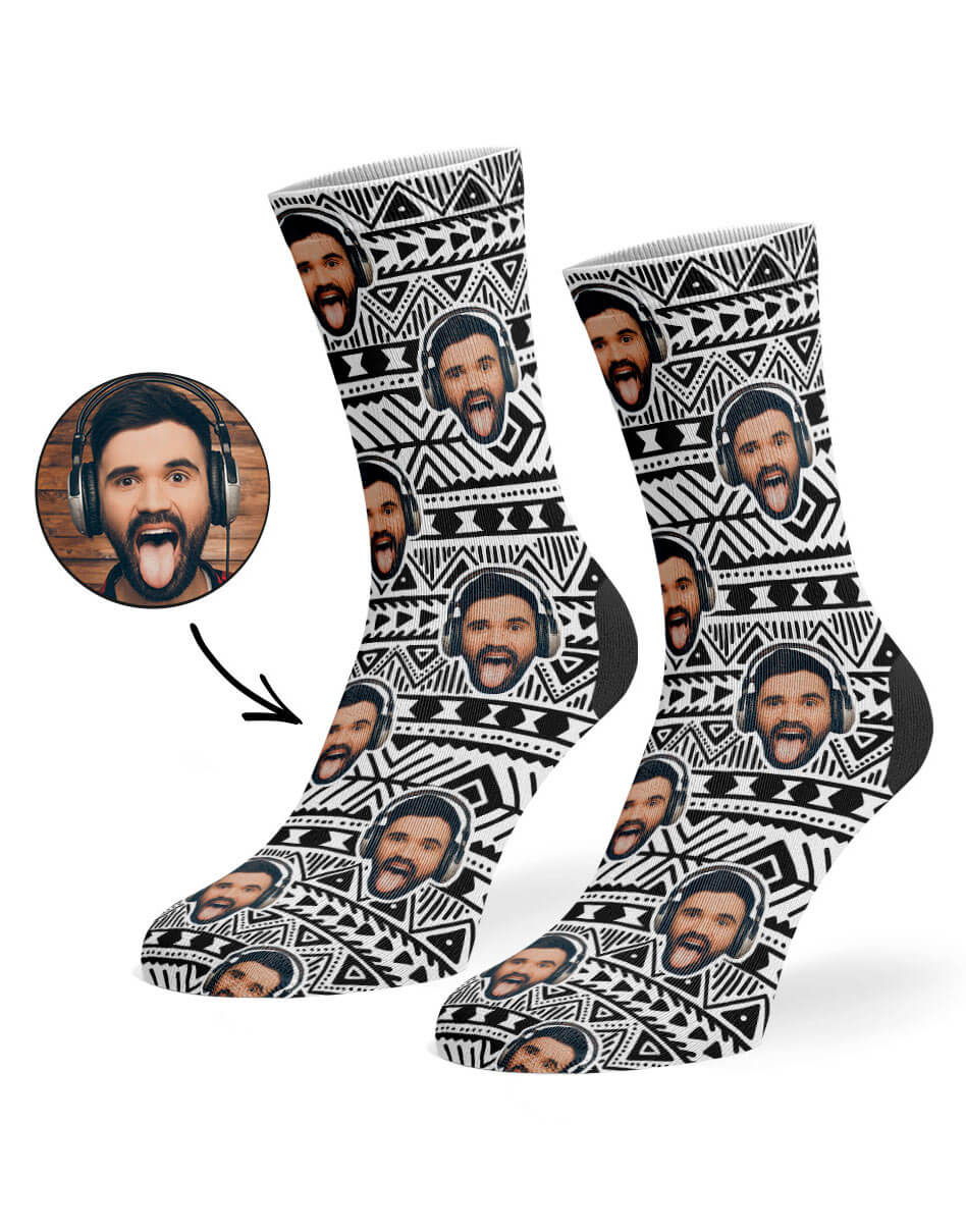 Custom Photo Tribal Aztec Socks