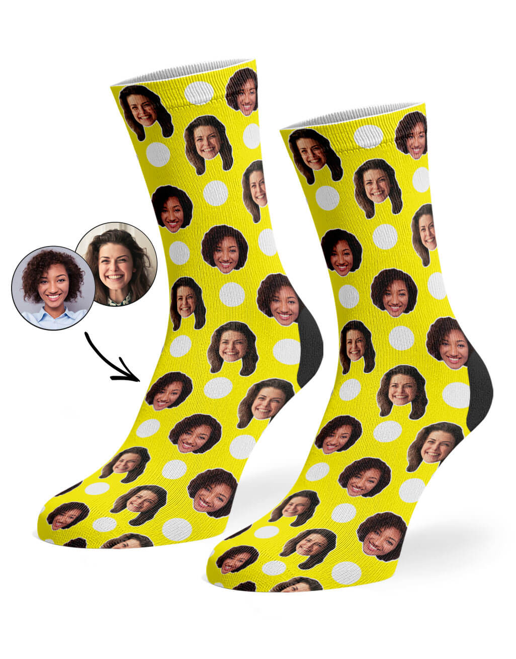 Yellow Best Friend Polka Face Socks
