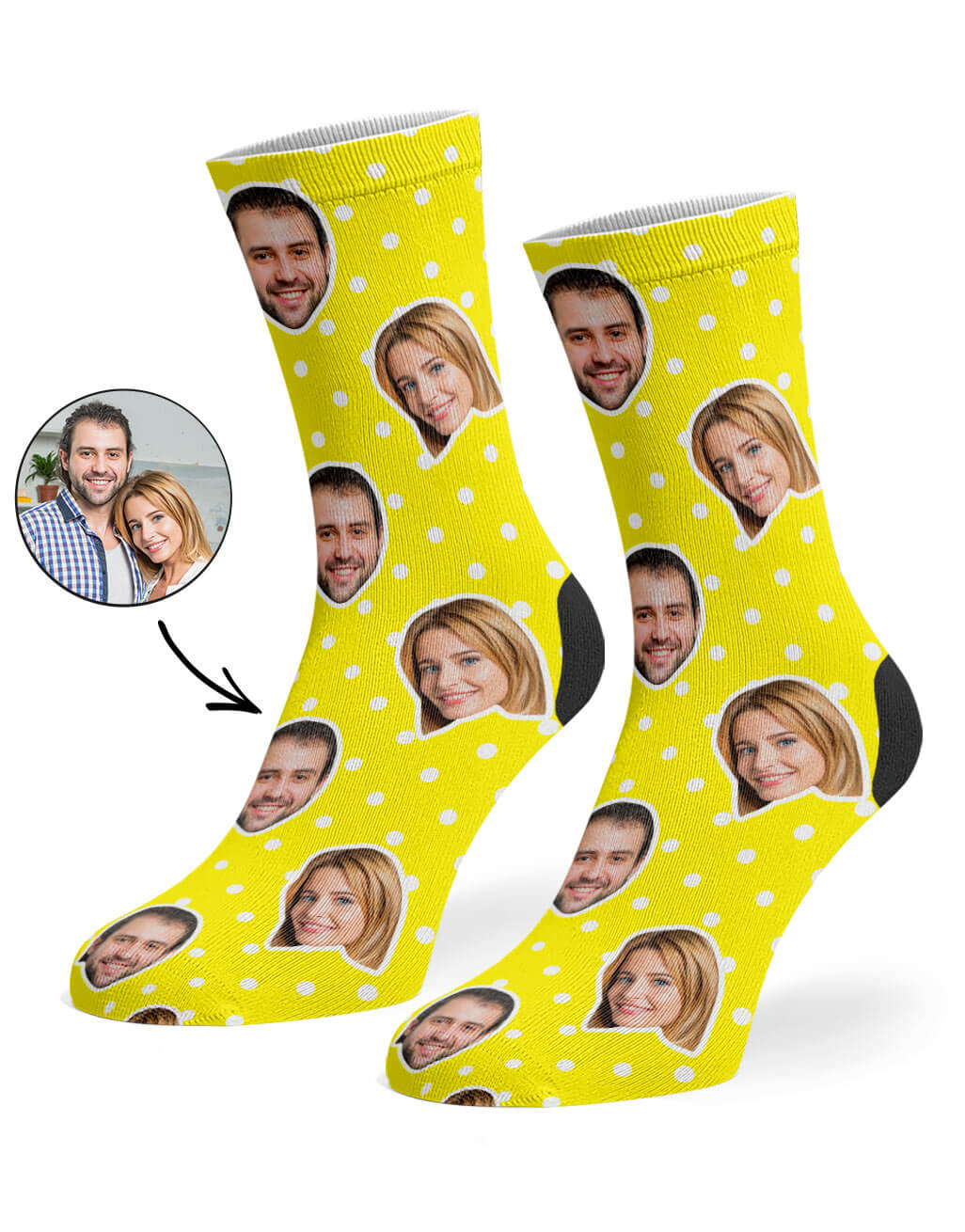 Yellow Polka Dot Face Socks