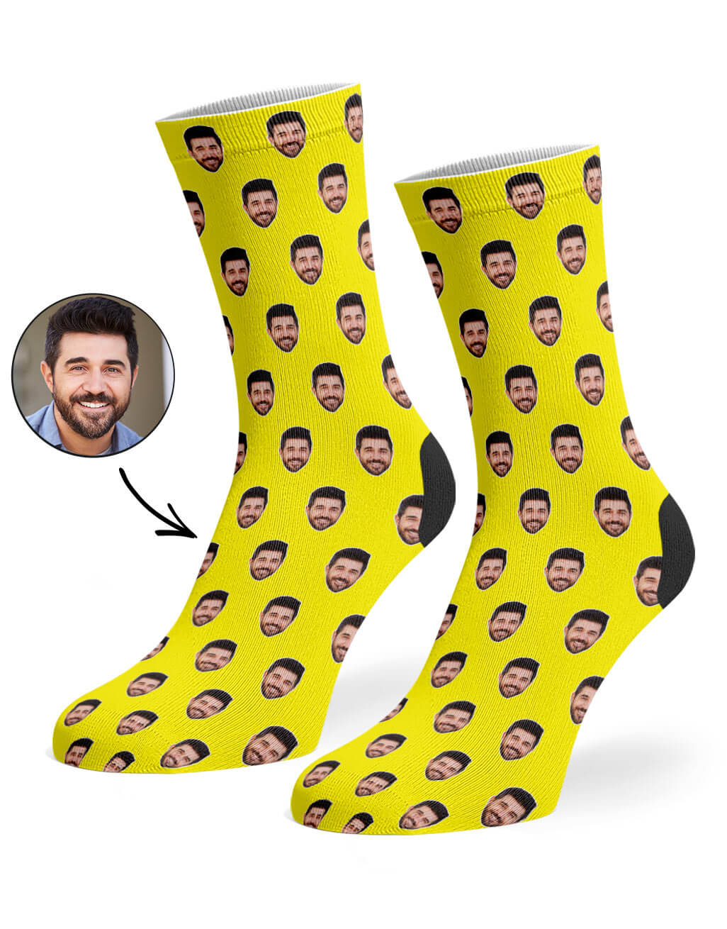 Face Pattern Yellow Socks