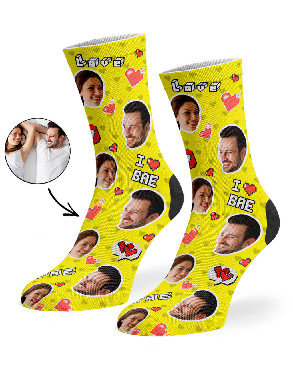 I Love Bae Yellow Socks