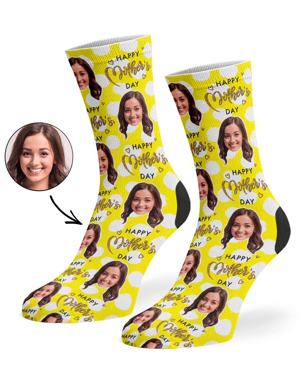 Mother's Day Spotty Socks With Her Face On